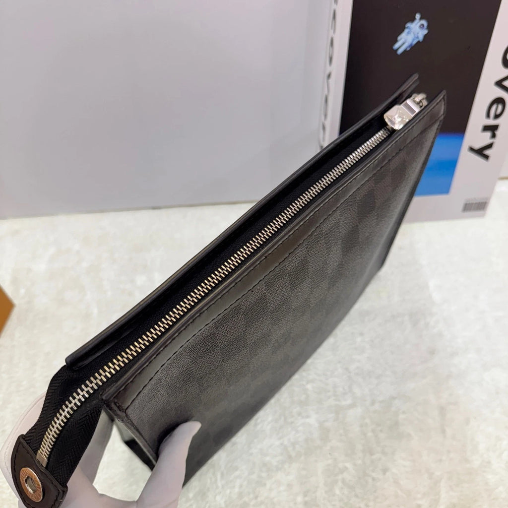 Louis Vuitton Black Grey Damier Canvas Clutch For Women