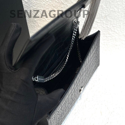 Saint Laurent Black Silver Kate Tassel Medium Chain Shoulder Bag Classic