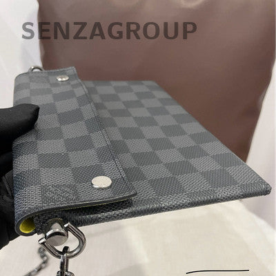 Louis Vuitton Damier Graphite Medium Chain Shoulder Crossbody Bag Black Silver
