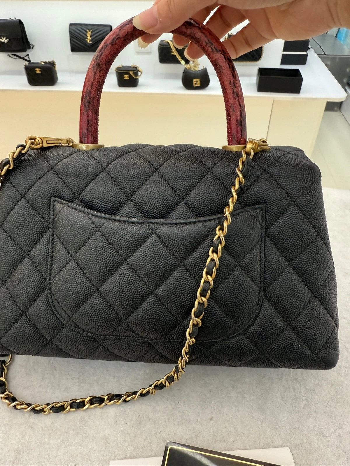 CHANEL Black Calfskin COCO Handle Shoulder Bag For Women