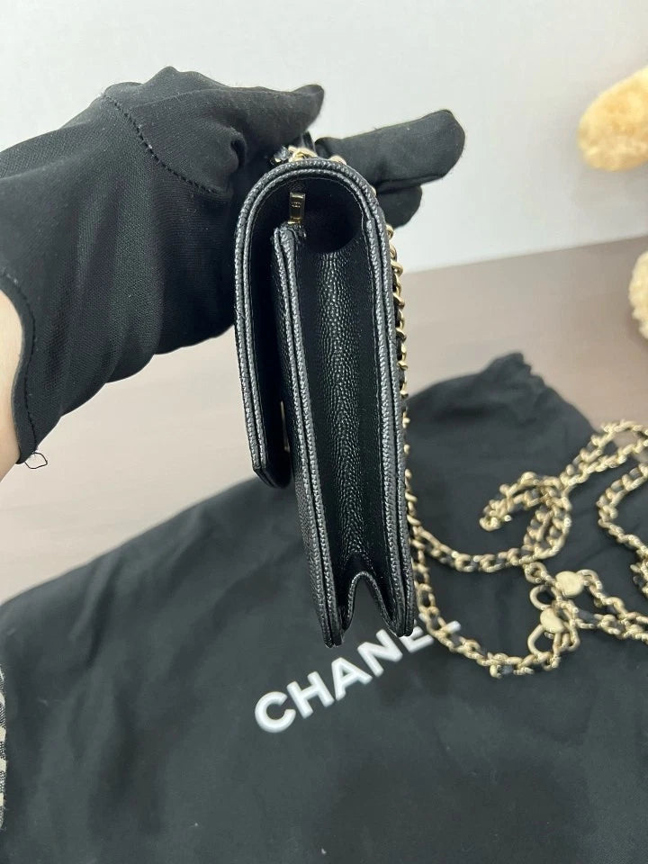 CHANEL 25C Black Gold 3-Way Handbag Shoulder Backpack For Women
