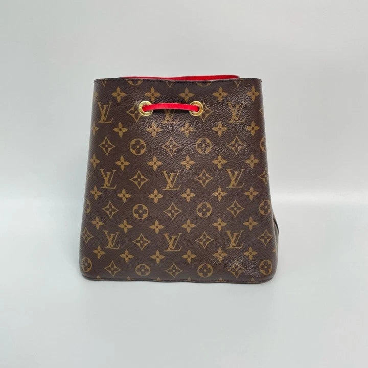 Louis Vuitton Monogram Canvas Medium Red Bucket Bag For Women