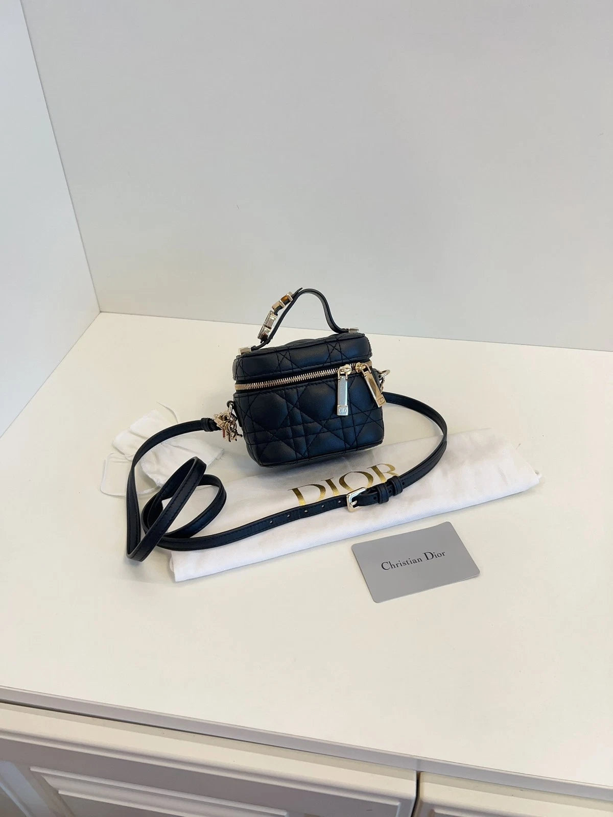 Dior Christian Lady Vanity Mini Case Shoulder Bag Excellent