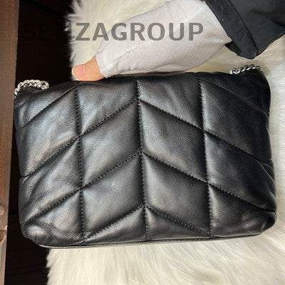 YSL Saint Laurent Mini LouLou Puffer Bag Black Silver Chain Shoulder Bag