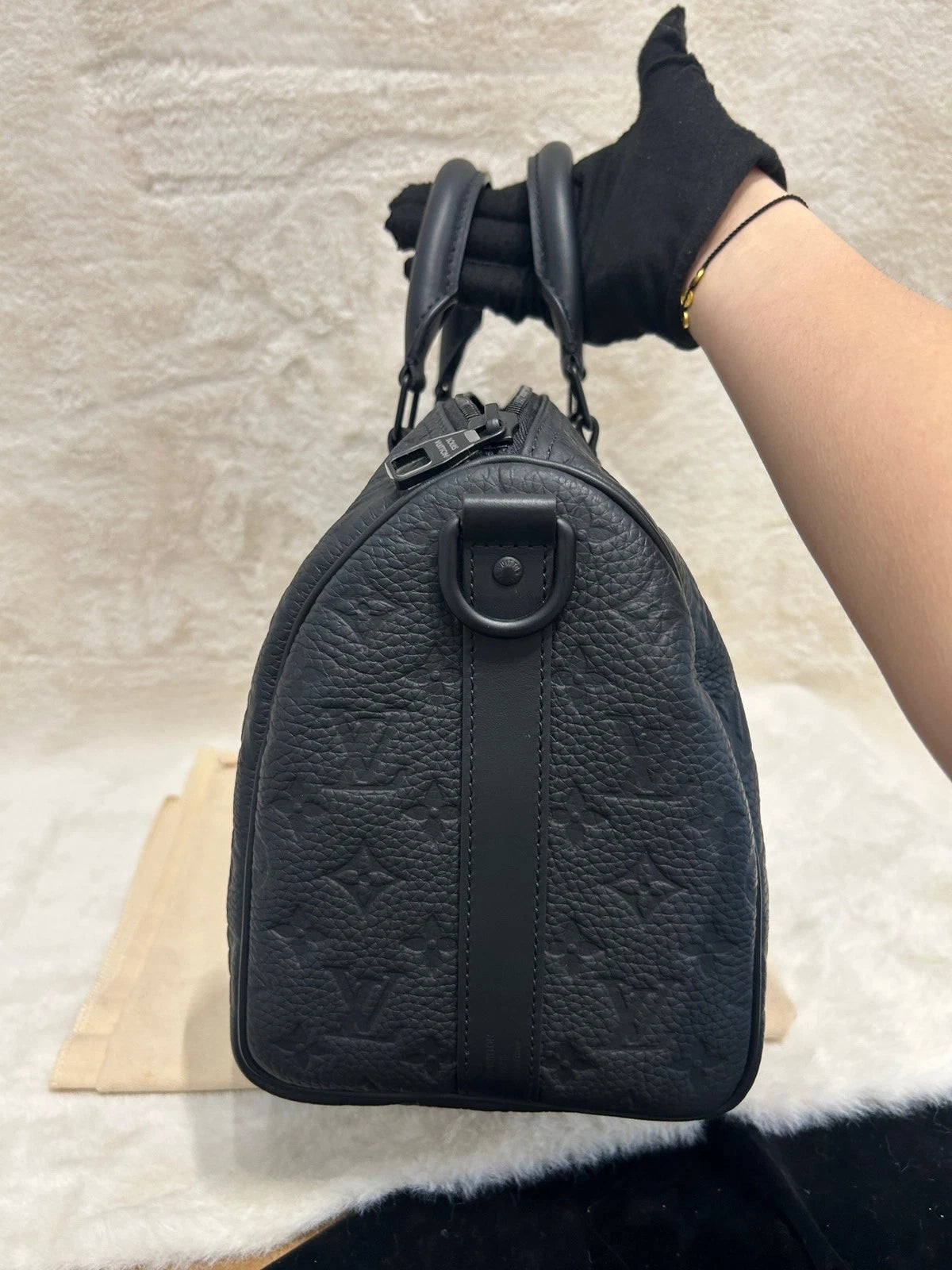 Louis Vuitton Keepall35 Top Handle Shoulder Bag Black Unisex Adults Classic
