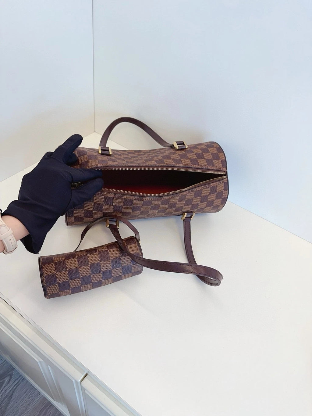 Louis Vuitton Damier Canvas Papillon30 2-in-1 Handbag For Women