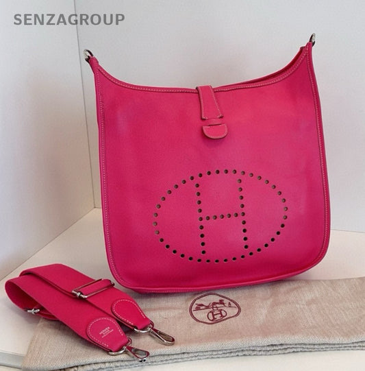 Hermes Evelyne33 Shoulder Bag Pink Silver Used Women Classic Fashion