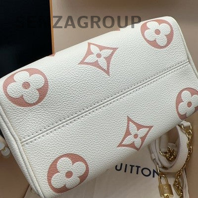 Louis Vuitton Speedy 20 Monogram Handbag Shoulder Bag White Pink