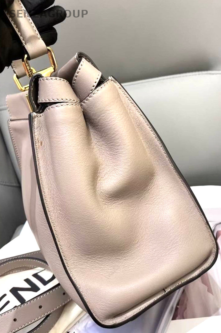Fendi Peekaboo Medium Top Handle 2WAY Shoulder bag Elephant Gray