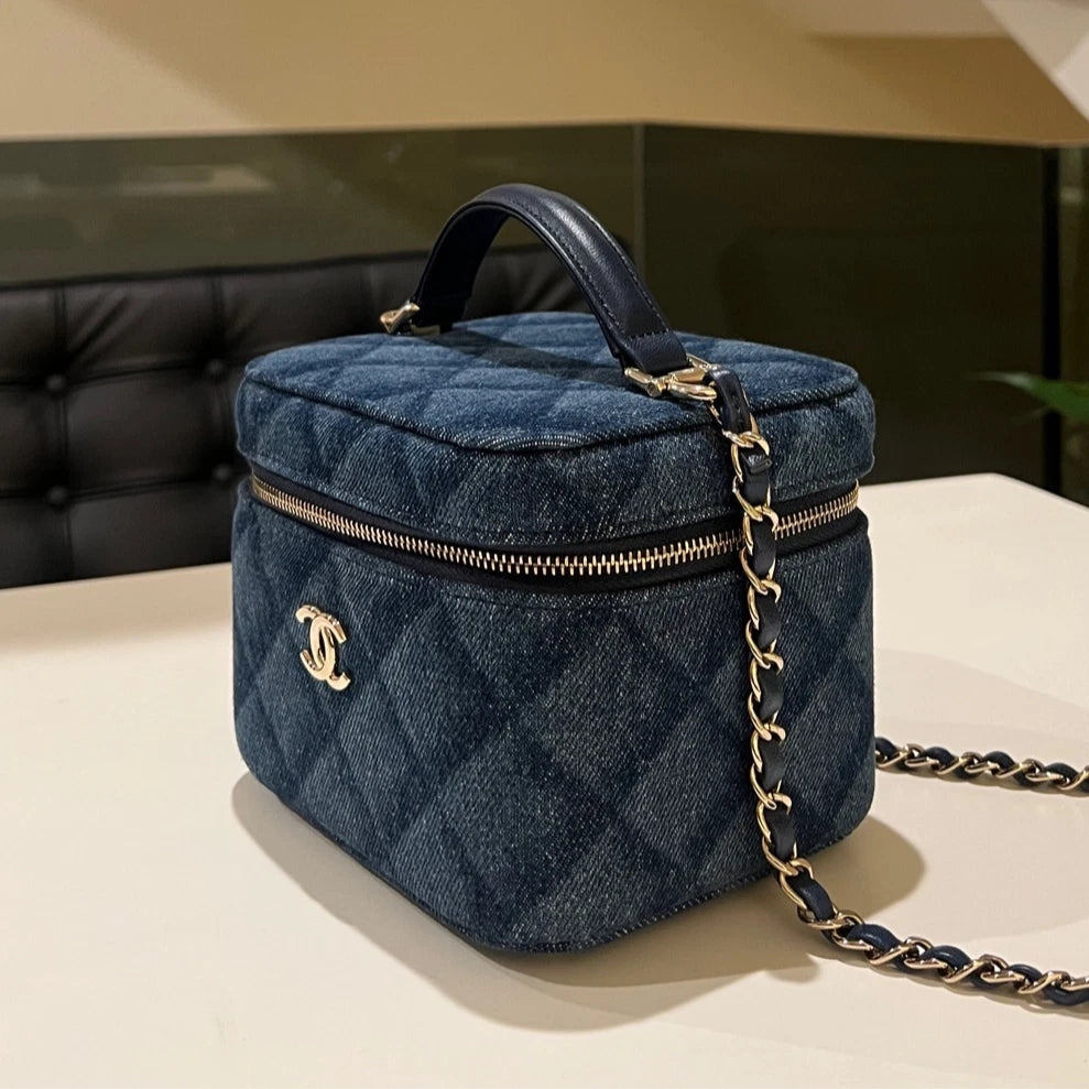 Chanel Vanity Denim Shoulder Bag Excellent