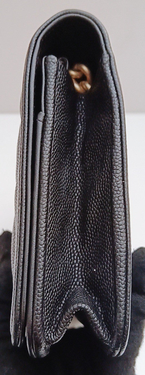 Chanel Leboy WOC Chain Shoulder Bag Crossbody Black Gold Diamond Women Classic