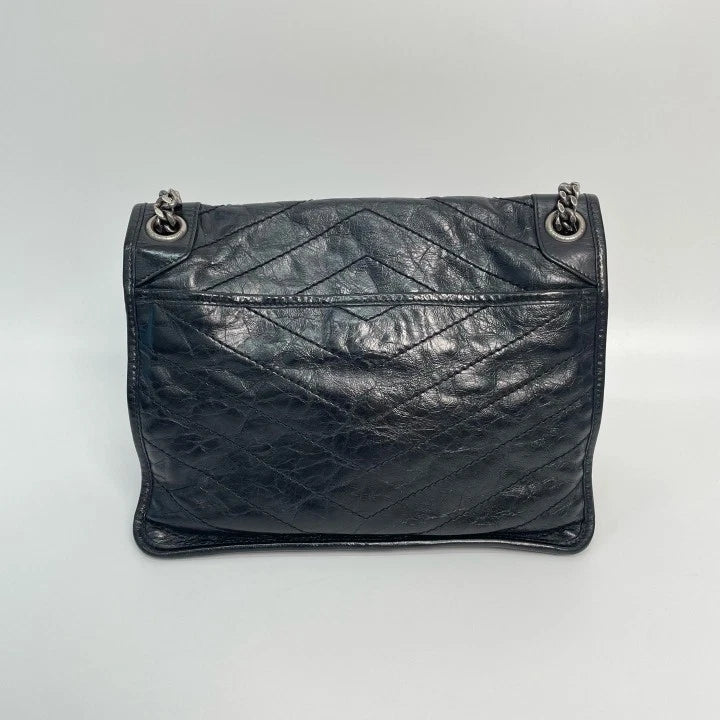 YSL Saint Laurent Niki Medium Black Oil Wax Leather Crossbody Bag For Women