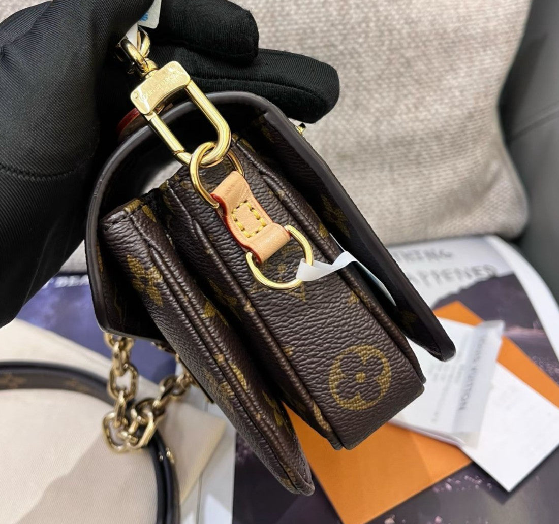 Louis Vuitton Metis East West Monogram Chain Shoulder Bag Crossbody Brown Women
