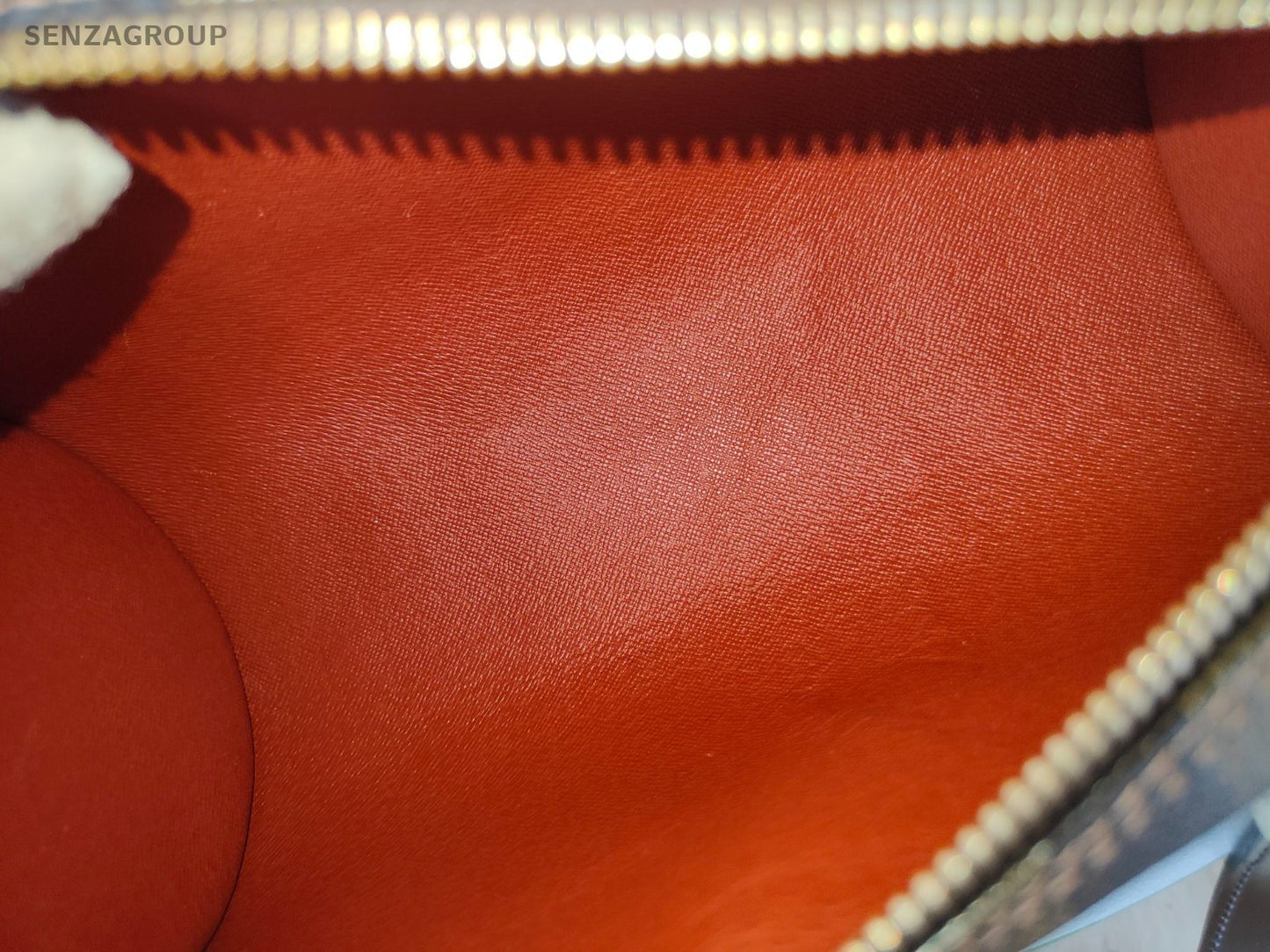 Louis Vuitton Damier Top Handle Bag Brown Gold Red Unisex Adults Classic
