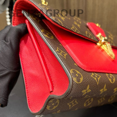 Louis Vuitton Victoria Monogram Red Chain Crossbody Bag Women