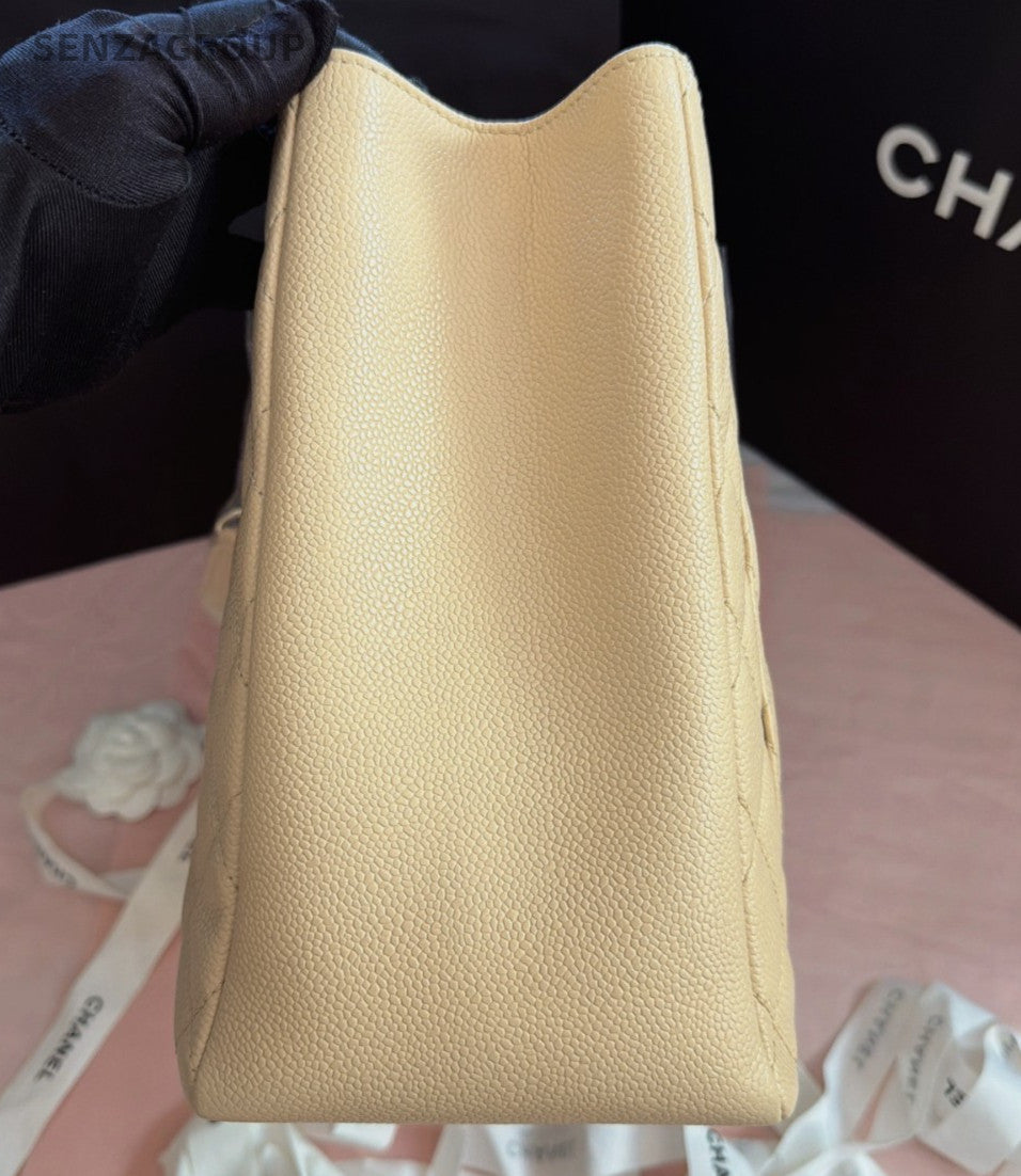 Chanel GST Chain Shoulder Bag Beige Silver Diamond Women Classic