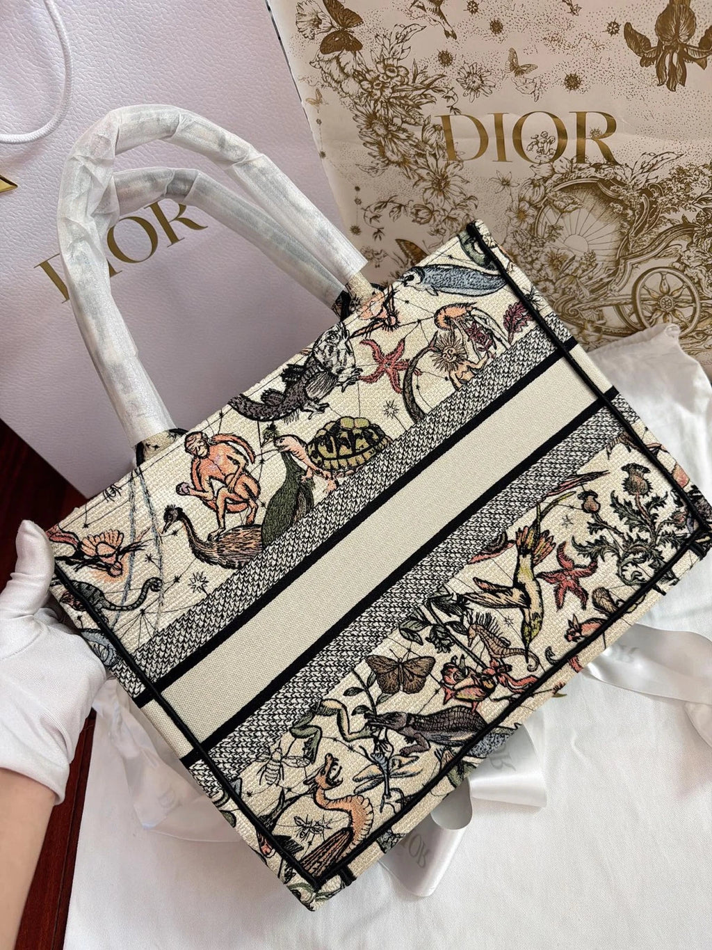 Dior Book Tote Canvas Handbag Tote Bag Excellent