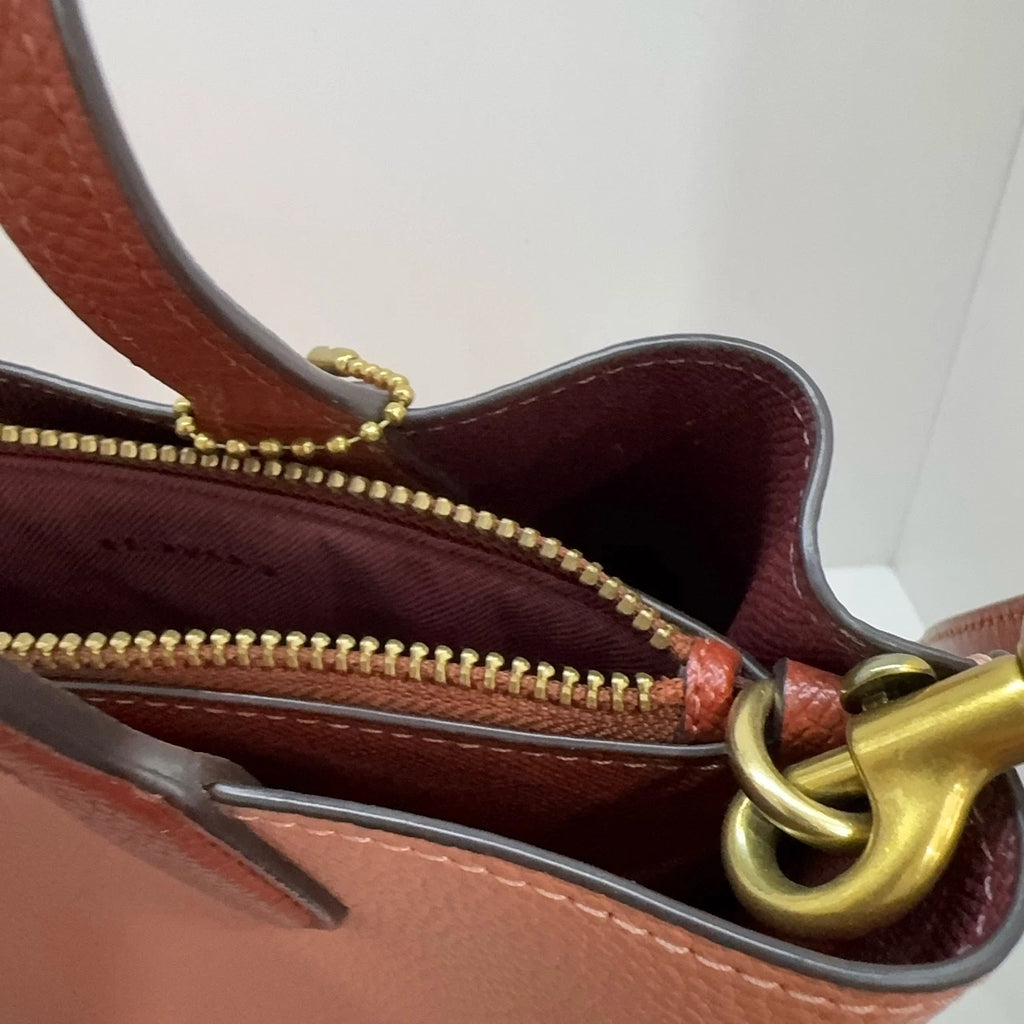 COACH Willow 24 Women's Leather Bucket Tote Crossbody Shoulder Handbag