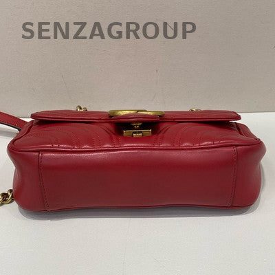 Gucci Marmont 22 Red Gold Chain Shoulder Crossbody Bag Classic Fashion