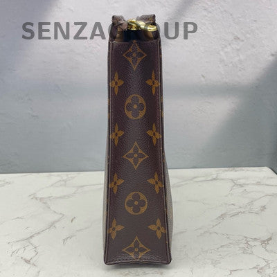 Louis Vuitton Monogram Zipper Clutch Bag Women's Classic Brown Gold