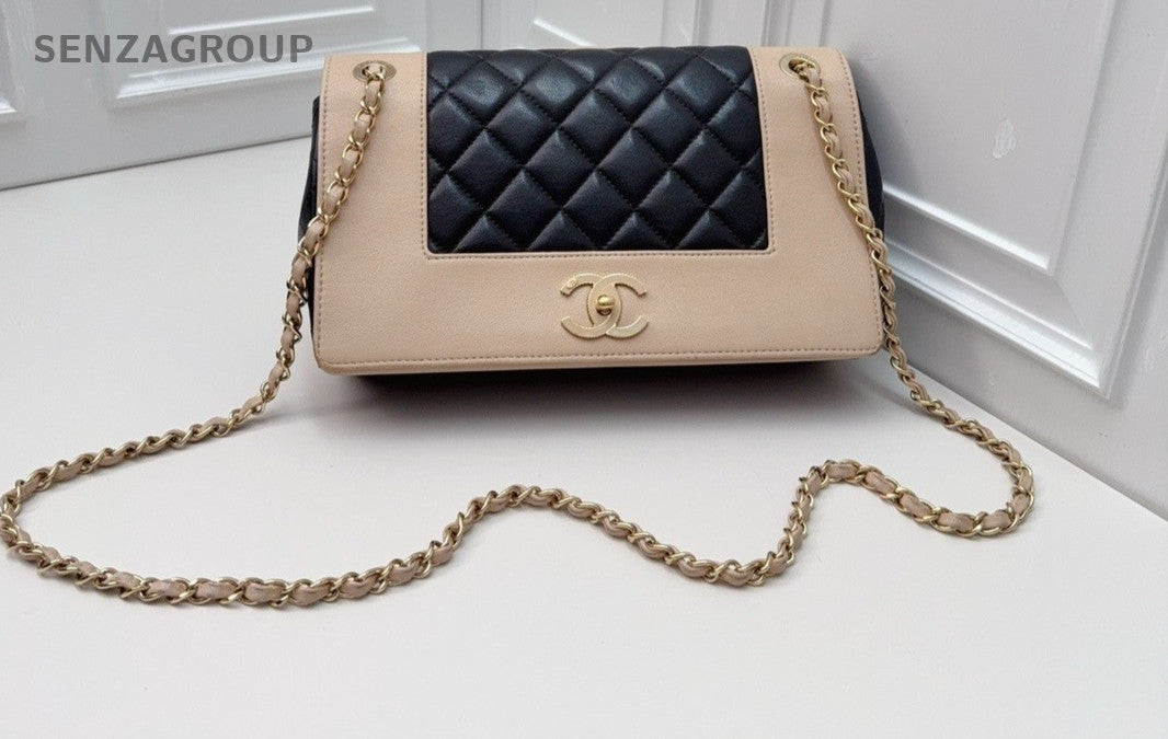 Chanel CF Leather Shoulder Crossbody Bag Women Brown Black