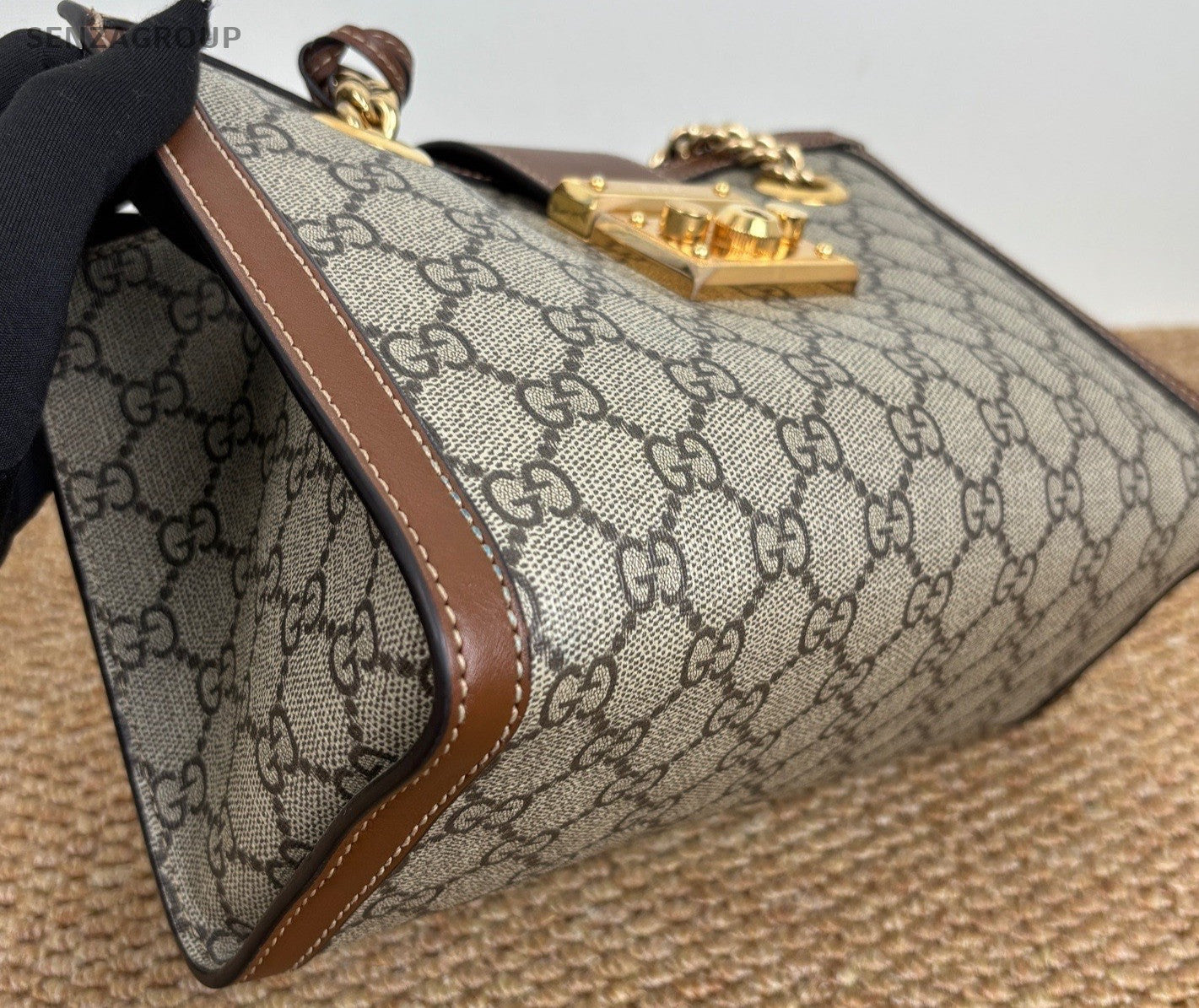 Gucci Padlock PM Chain Shoulder Bag Brown Beige Gold Women Classic