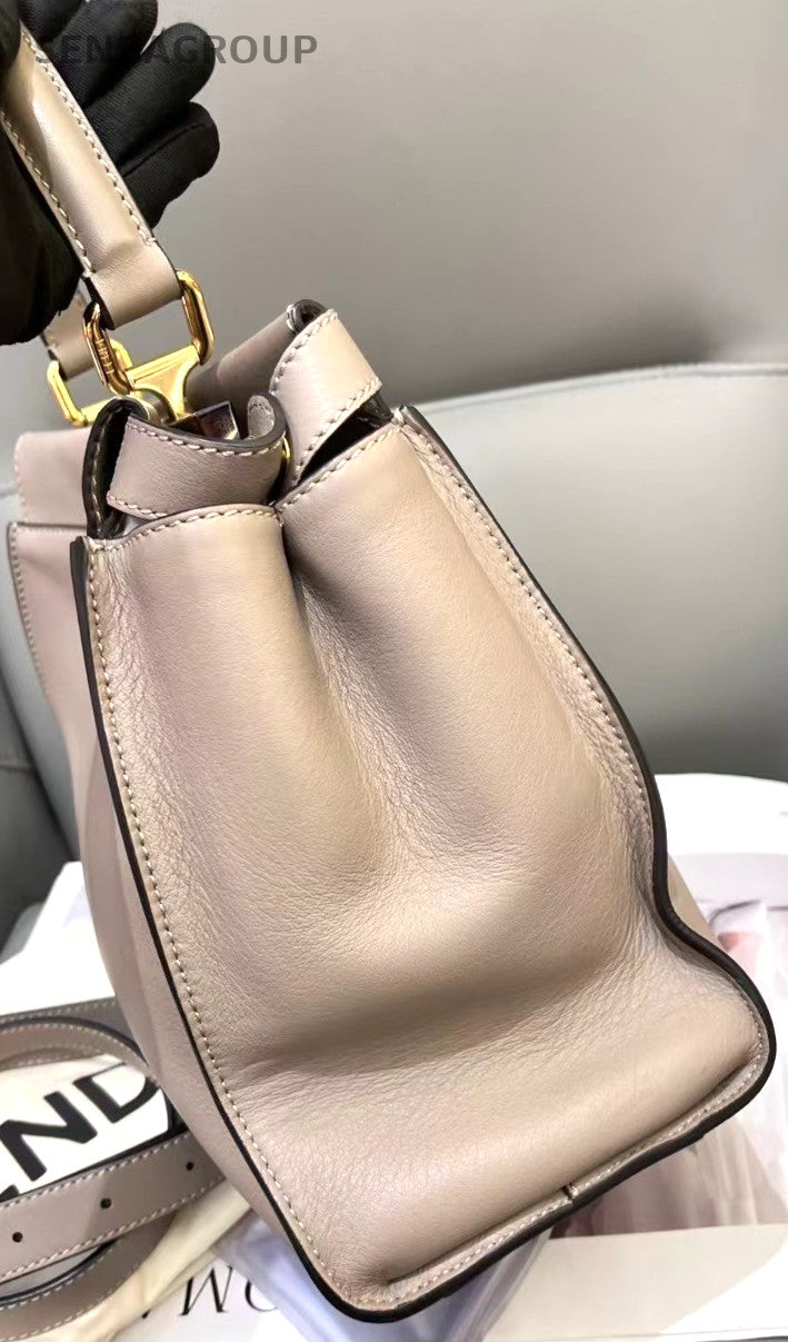 Fendi Peekaboo Medium Top Handle 2WAY Shoulder bag Elephant Gray
