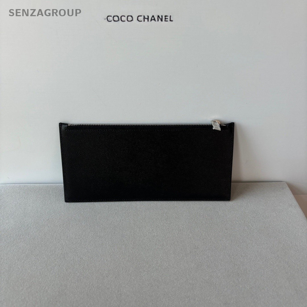 YSL Saint Laurent Leather Long Wallet Clutch Women Black Almost Brand new