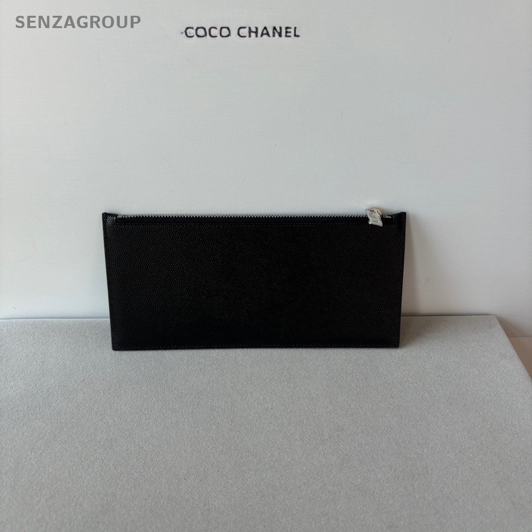 YSL Saint Laurent Leather Long Wallet Clutch Women Black Almost Brand new