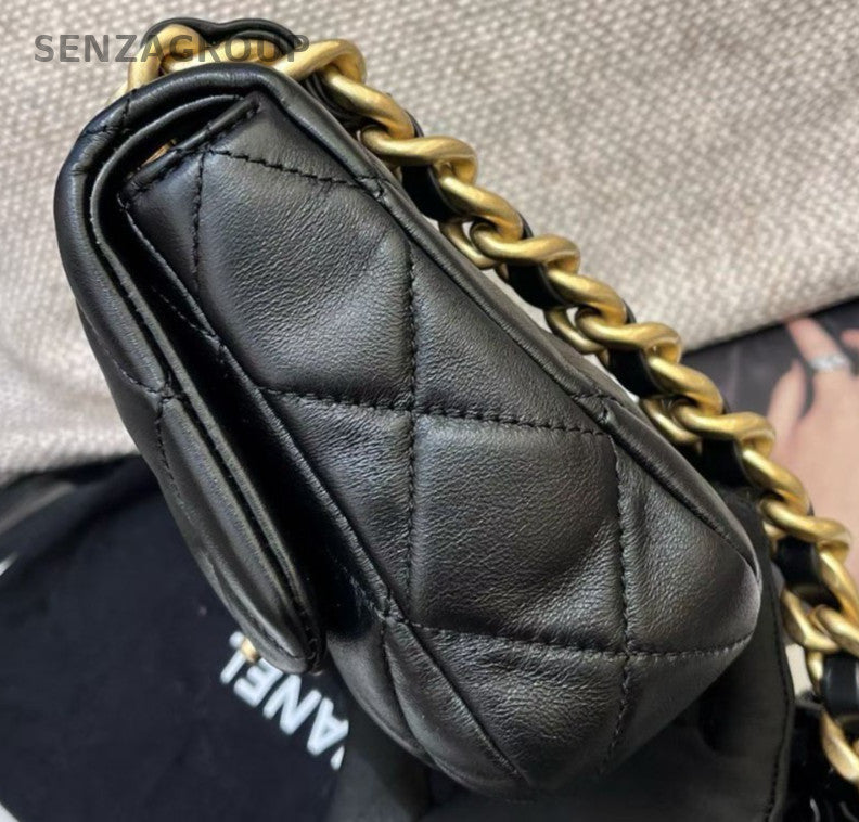 Chanel Classic Flap Chain Black Gold Diamond Shoulder Bag Crossbody Women