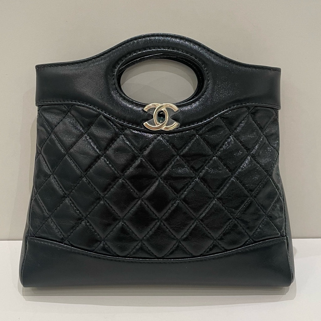 Chanel 31 Mini Quilted Handbag Black Gold Classic Women's Bag