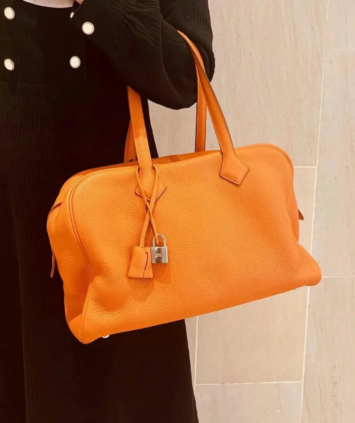 Hermes Victoria35 Orange Handbag For Women