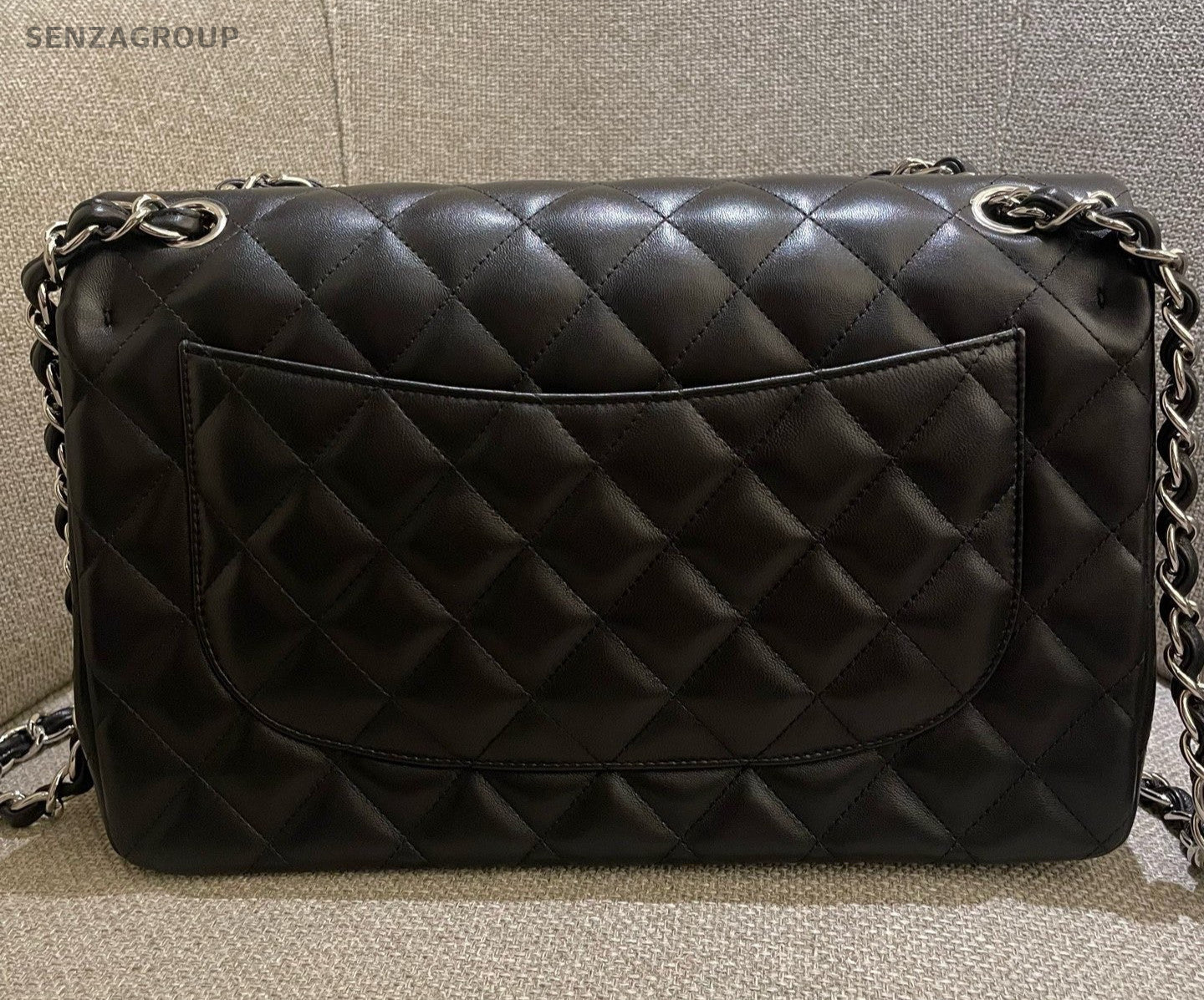 Chanel Classic Flap Jumbo Lambskin Chain Shoulder Bag Crossbody Black Women