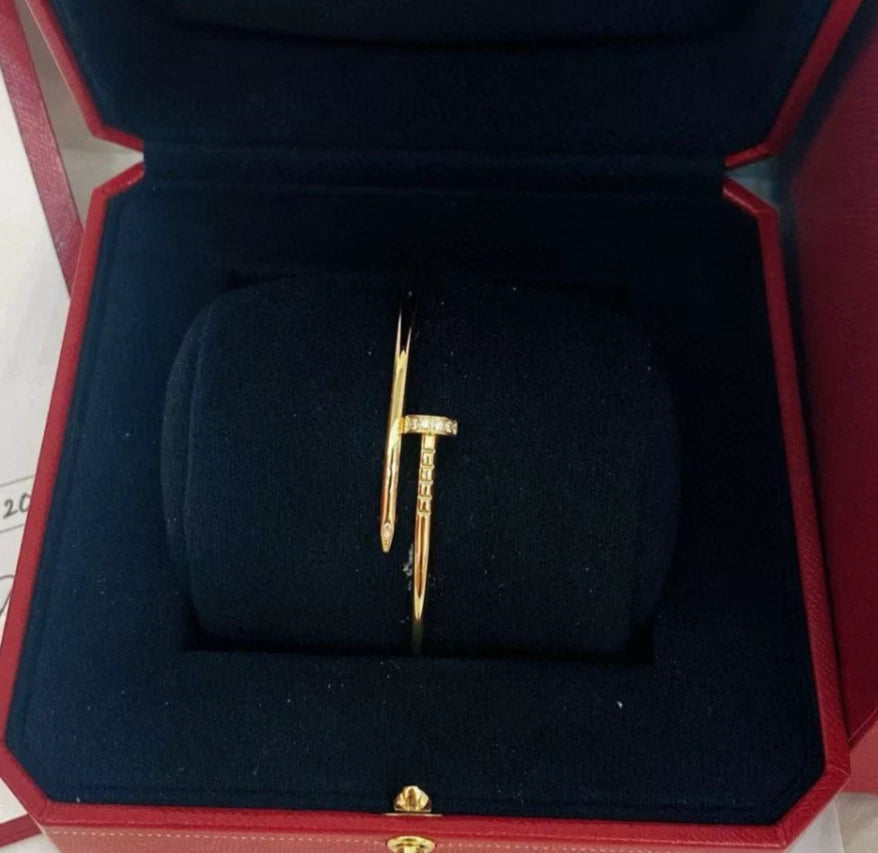 Excellent Cartier Juste Un Clou 18k Yellow Gold Small Diamond Bangle Bracelet