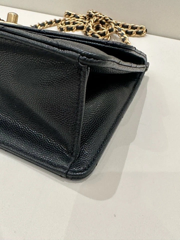 CHANEL Black Gold Flap Chain Shoulder Bag For Women