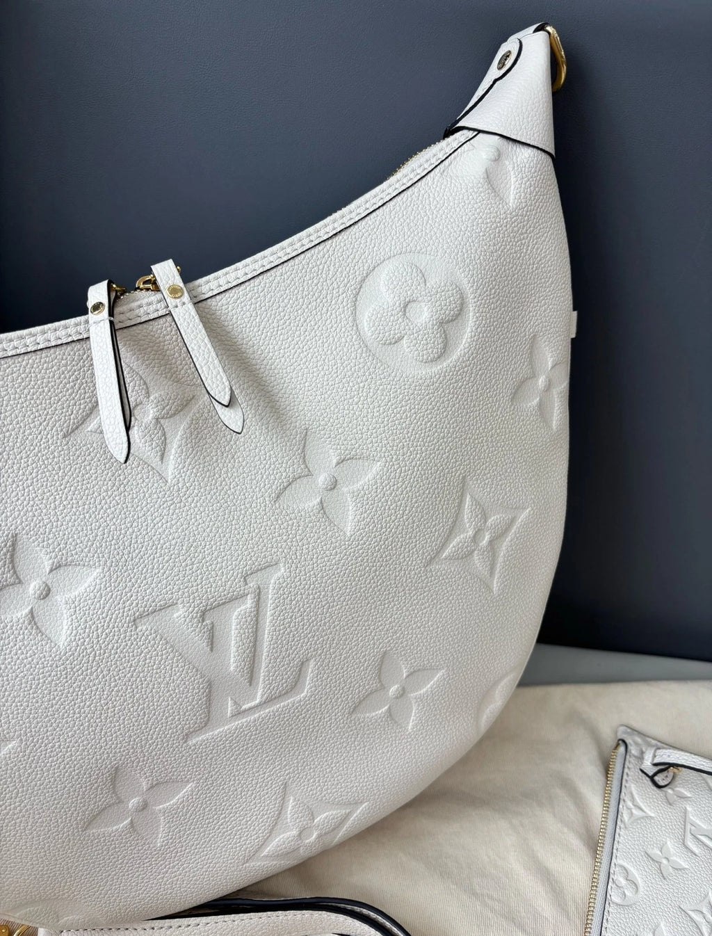 Authentic Louis Vuitton Loop Hobo White Monogram Empreinte Shoulder Bag GHW