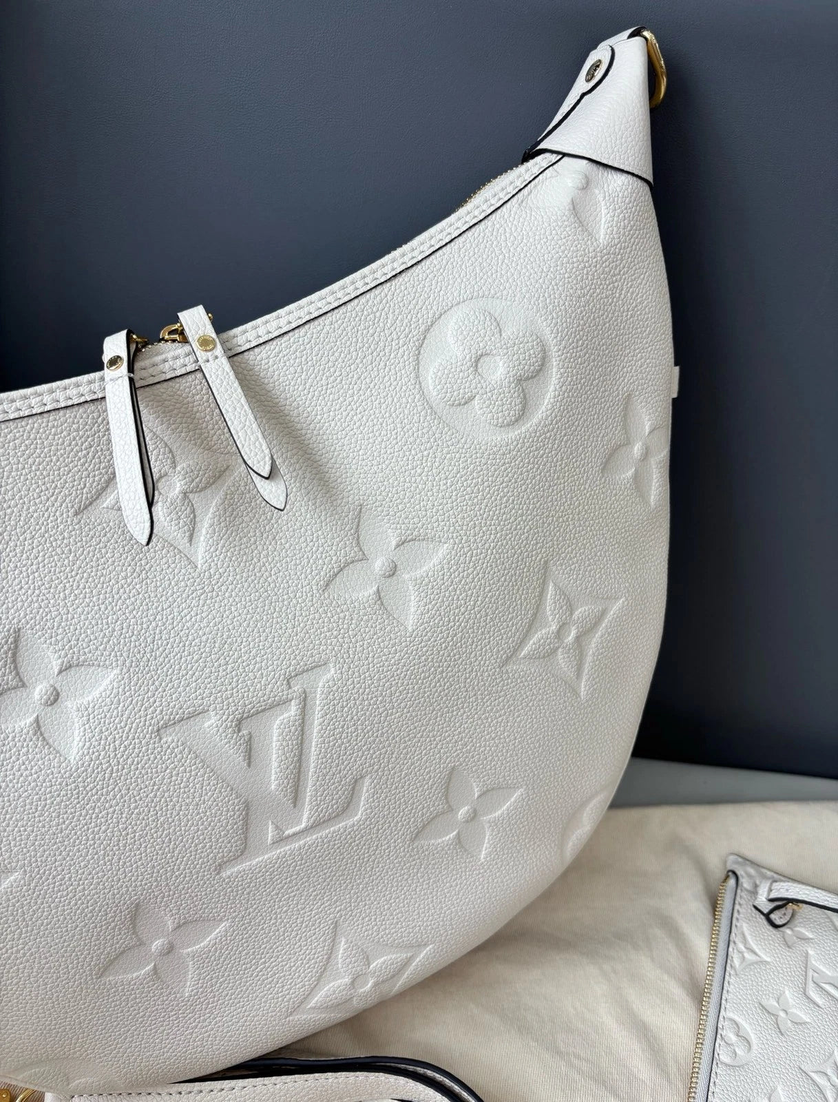 Authentic Louis Vuitton Loop Hobo White Monogram Empreinte Shoulder Bag GHW