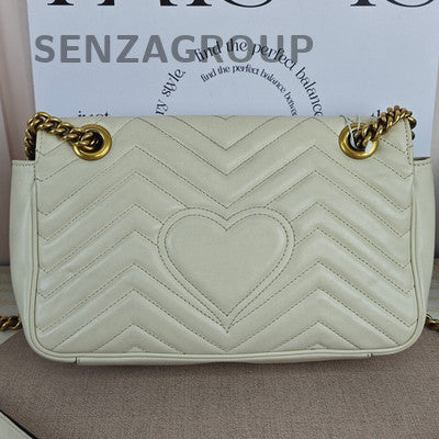 Gucci Marmont 26 White Gold Chain Shoulder Crossbody Bag For Women