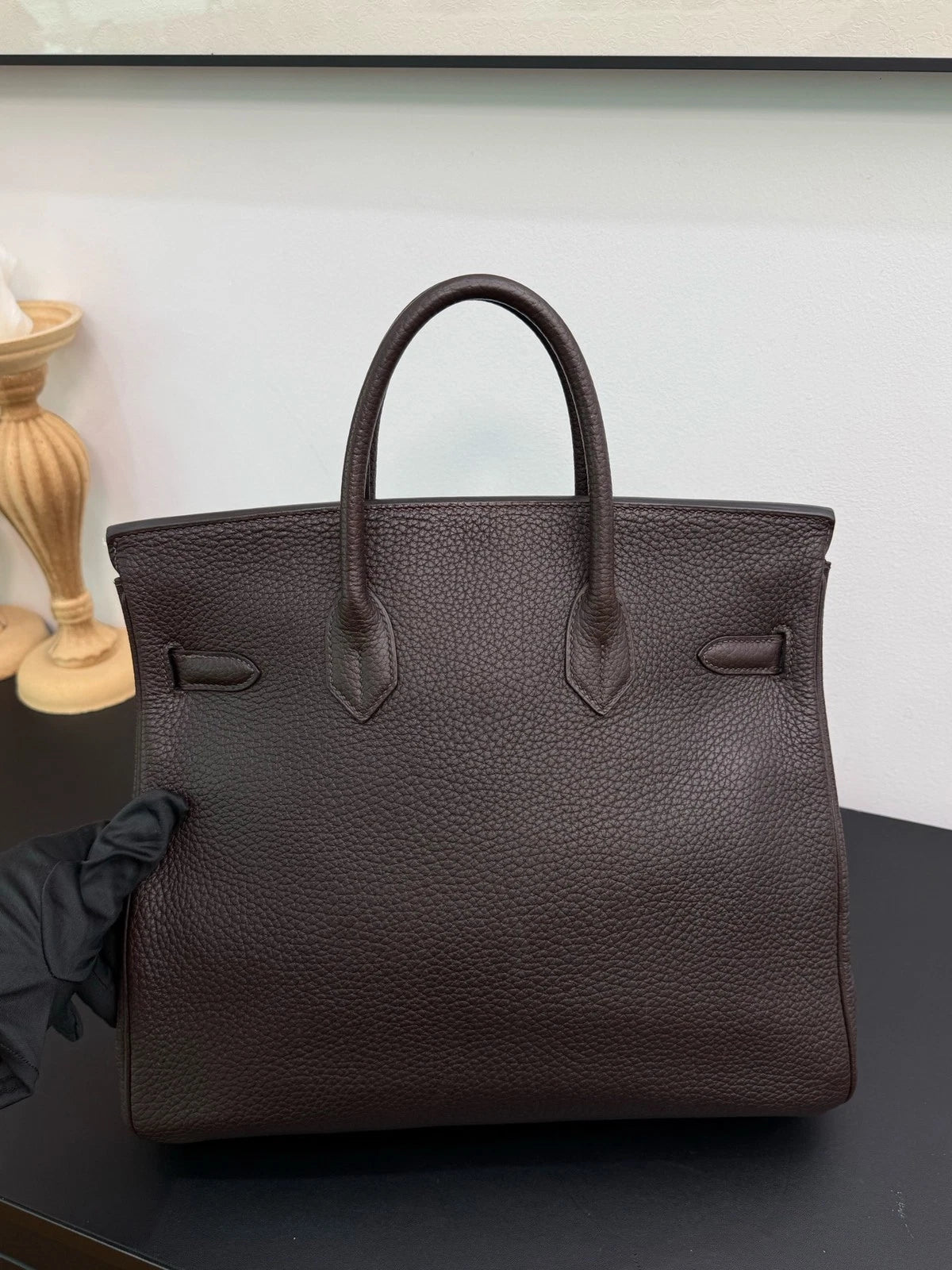 Hermes Hac32 Ebony Black Silver Top Handle Bag Used Women Classic