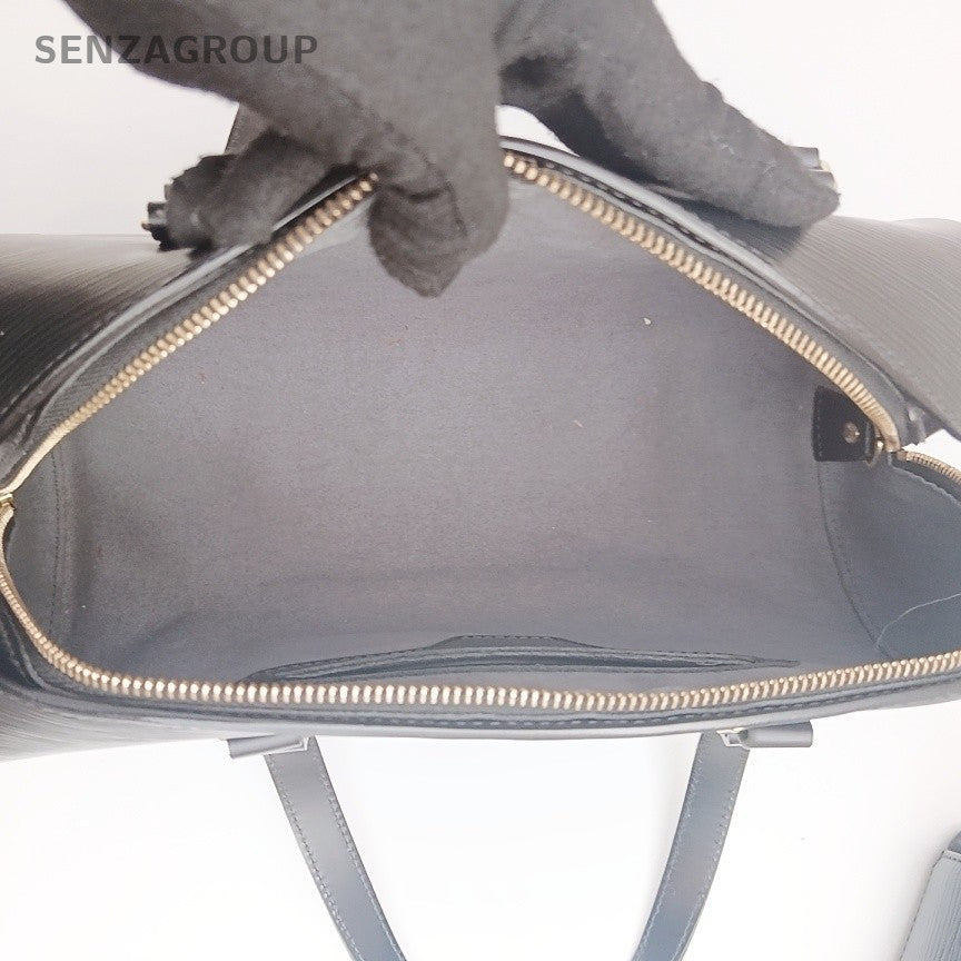 Louis Vuitton Papillon Epi Handbag Shoulder Bag Black Silver Unisex Adults