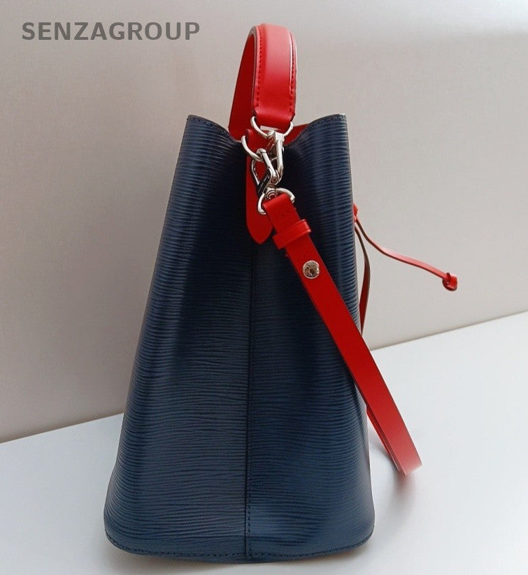 Louis Vuitton Epi Bucket Blue Gold Top Handle Bag Crossbody Used Women Classic