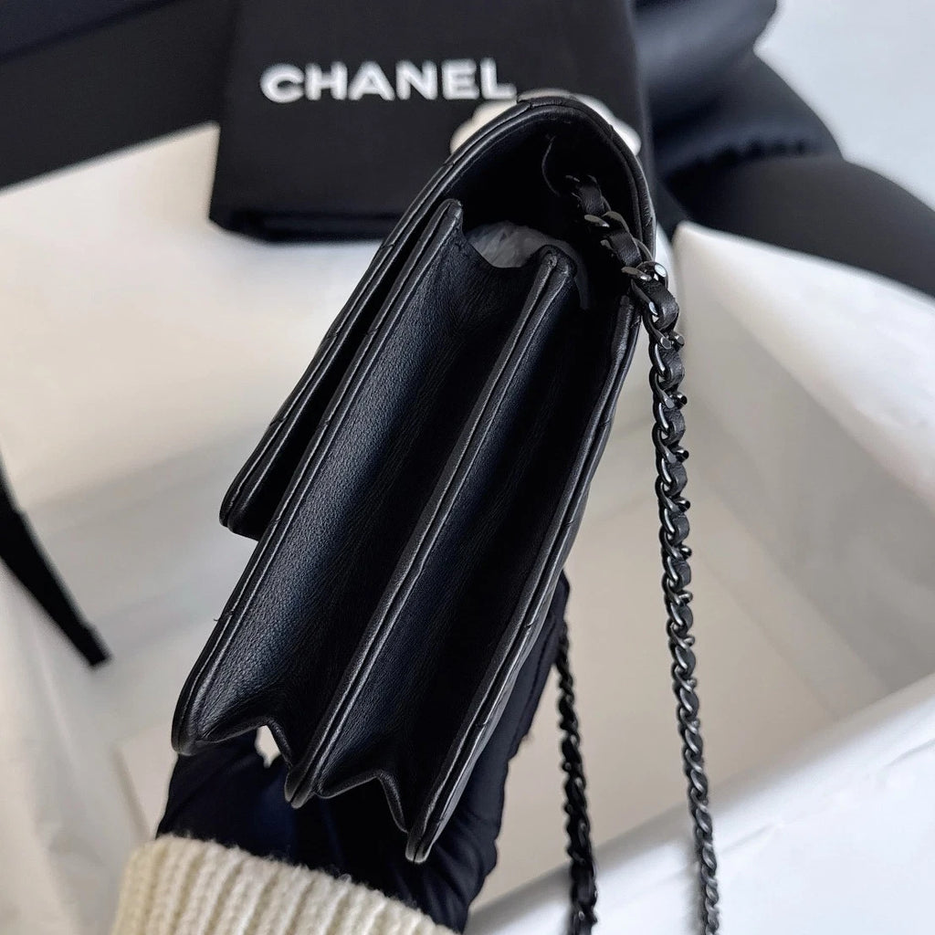Chanel 2.55 WOC Calfskin Chain Shoulder Crossbody So Black Women Classic
