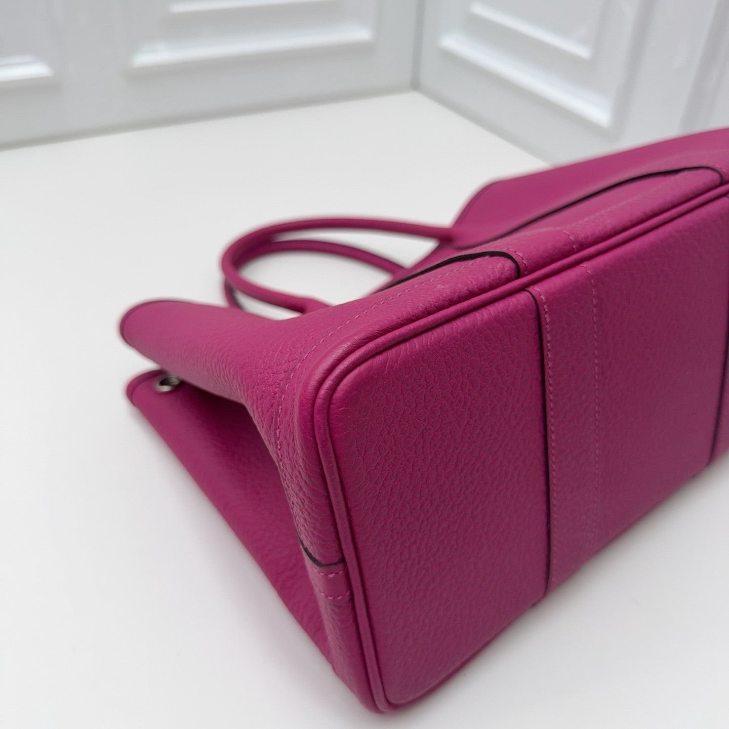 Hermes Garden Party30 Top Handle Bag Purple Silver Used Women Classic