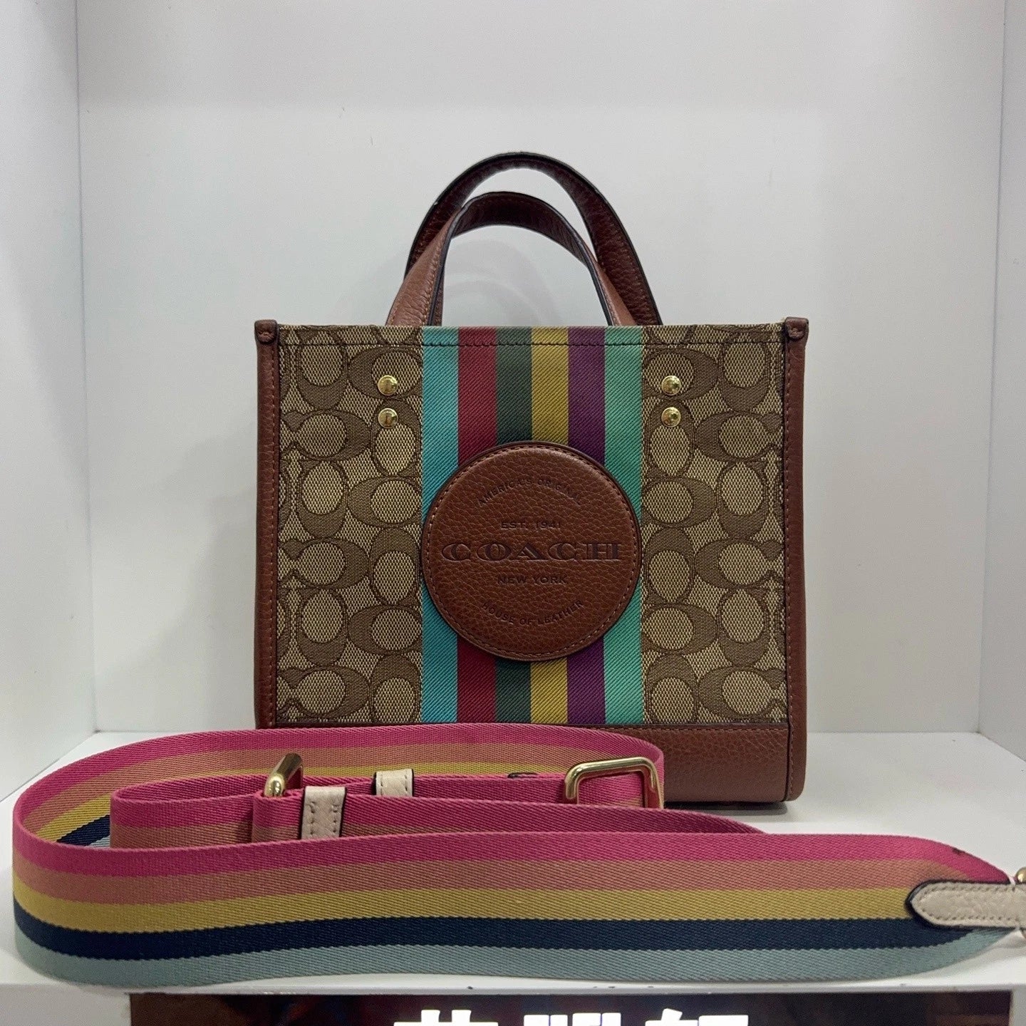 Coach Signature Monogram Canvas Leather Tote Shoulder Bag For Women