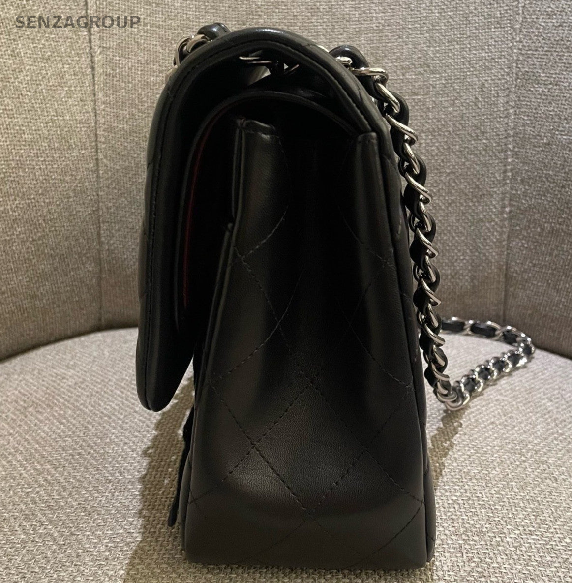 Chanel Classic Flap Jumbo Lambskin Chain Shoulder Bag Crossbody Black Women