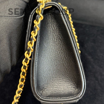 Chanel Black Gold Quilted Chain Shoulder Bag Crossbody Handbag