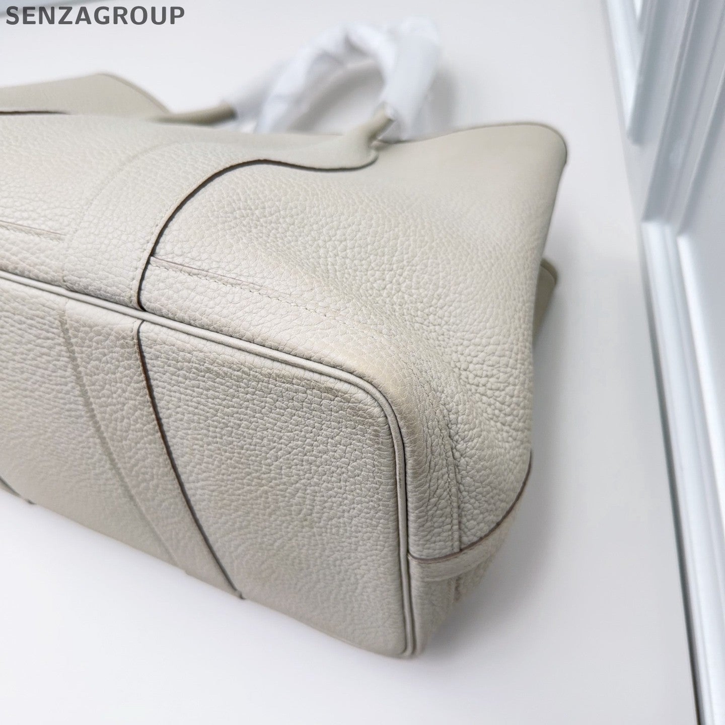 Hermes Garden Party Top Handle Bag White Silver Used Women Classic