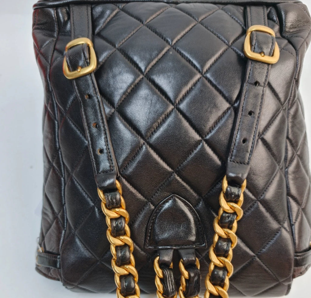 Chanel Duma PM Chain Backpack Brown Gold Diamond Used Women Classic