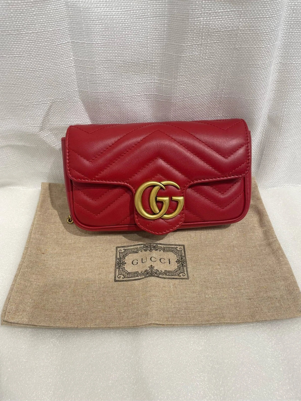 Gucci Marmont Supermini Red Leather Crossbody Bag For Women