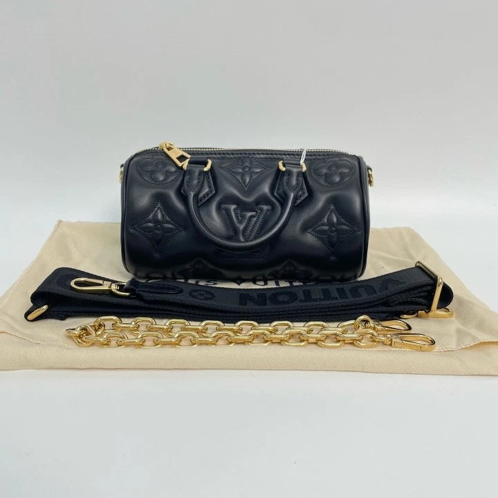 Louis Vuitton Papillon BB Black Embossed Barrel Bag Women